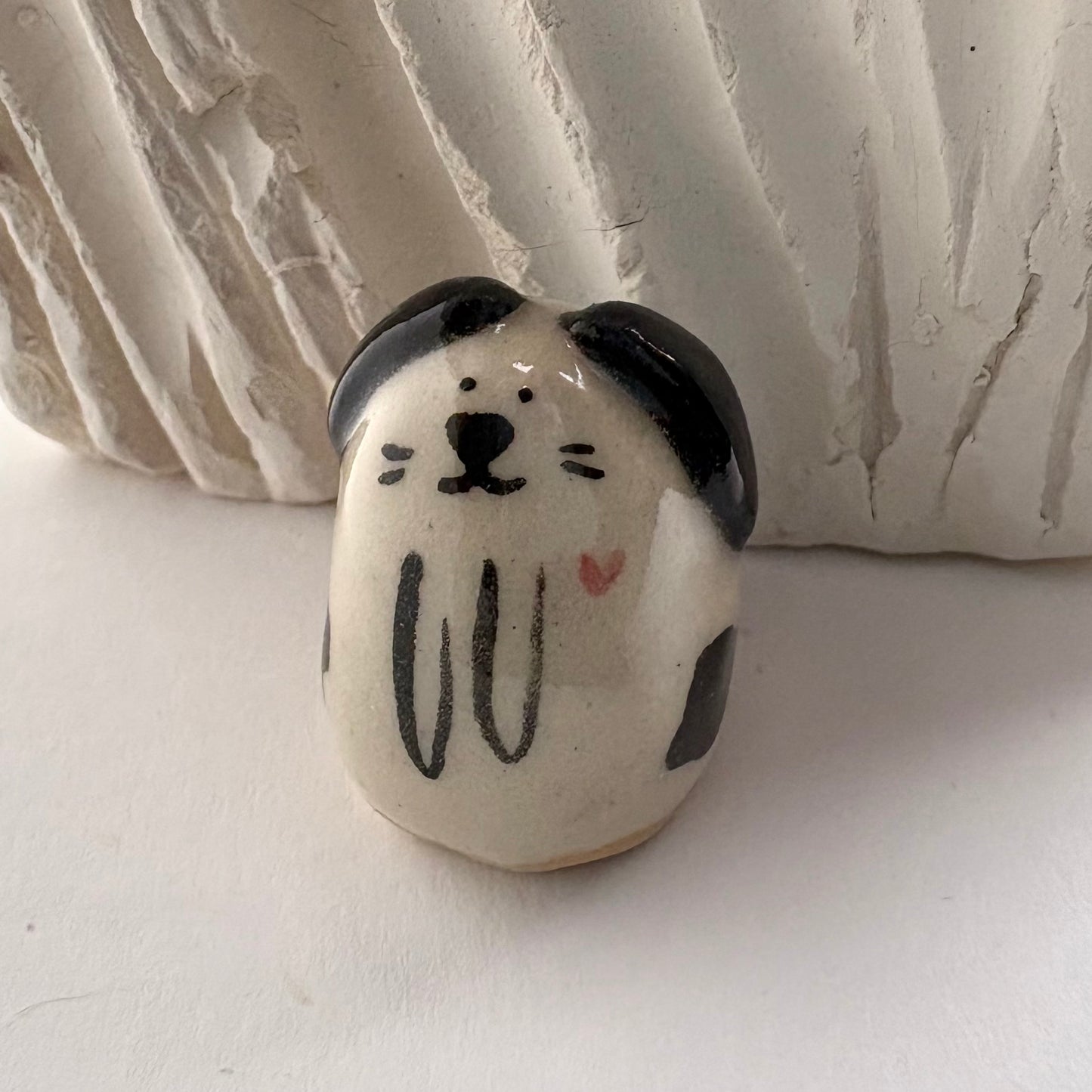 Tiny Handmade Ceramic Dog Figurine