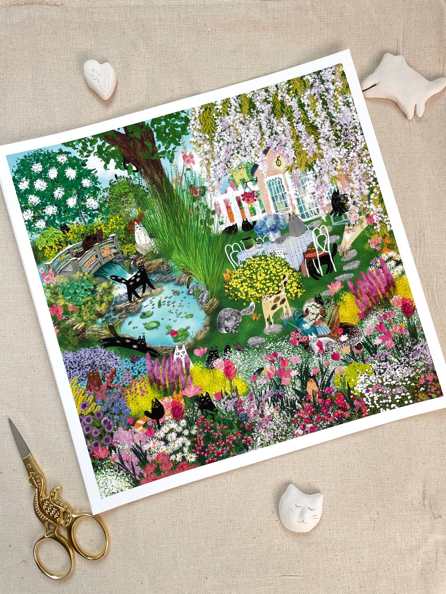 Print: Blooming Backyard - Wall Art, Wall Hangings