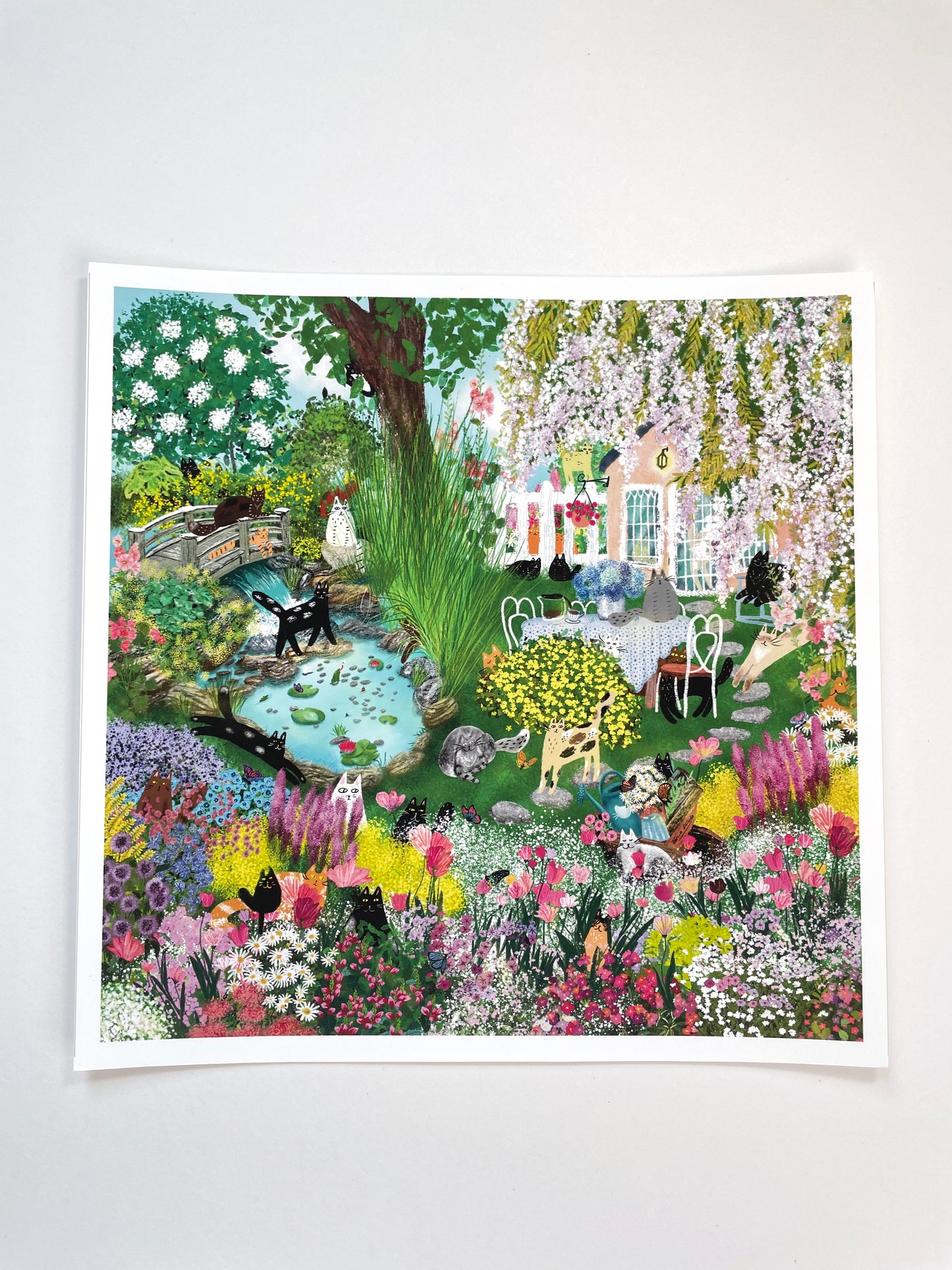 Print: Blooming Backyard - Wall Art, Wall Hangings