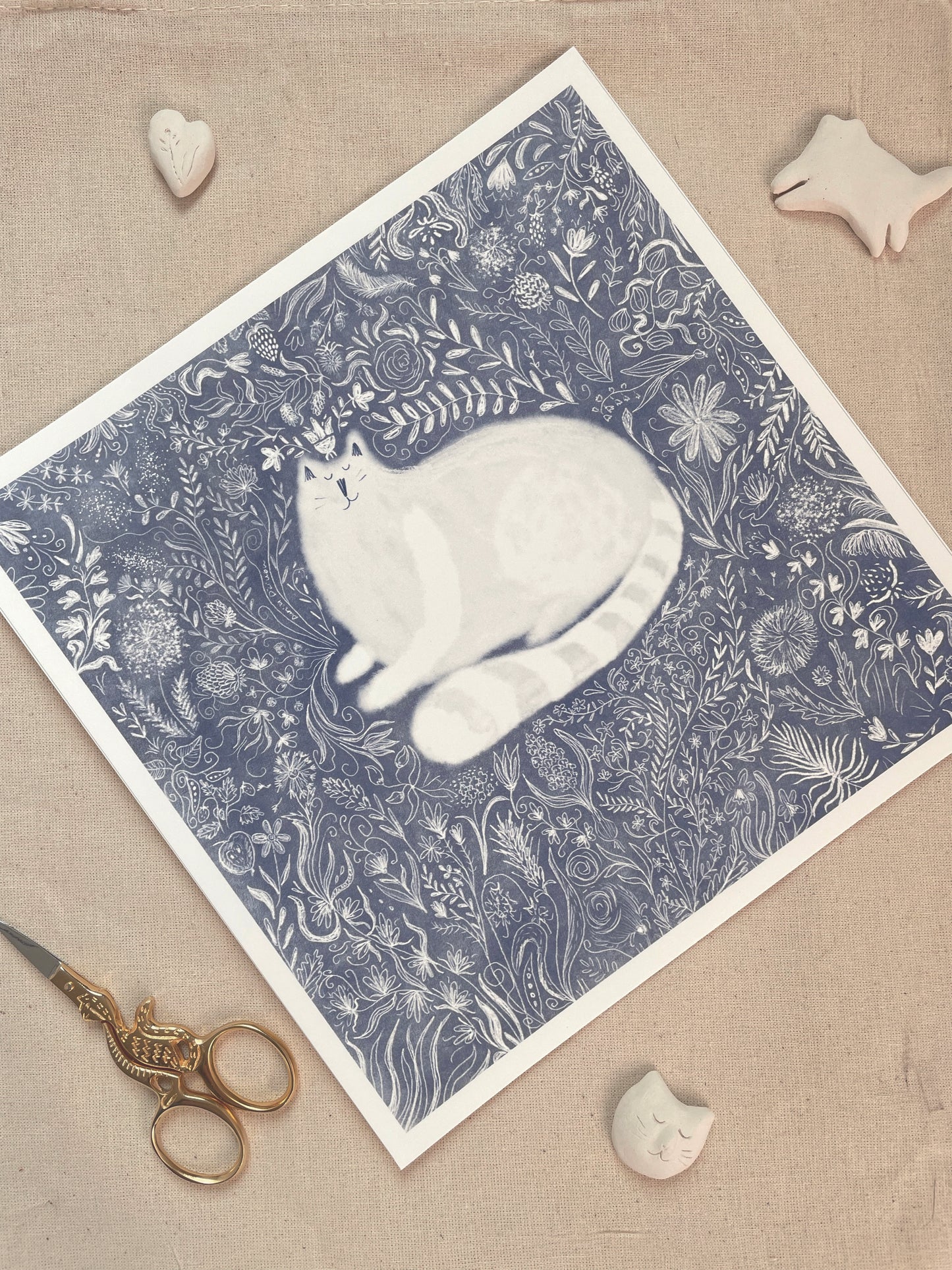 Print: Cat in Plants - Wall Art, Wall Hangings