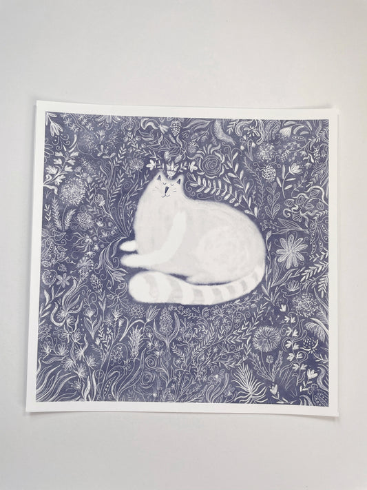 Print: Cat in Plants - Wall Art, Wall Hangings