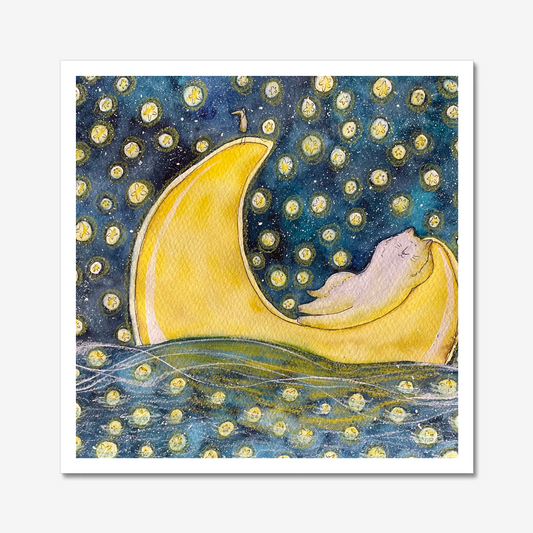 Cat and Mouse the Moon Sailors Unframed Art Print