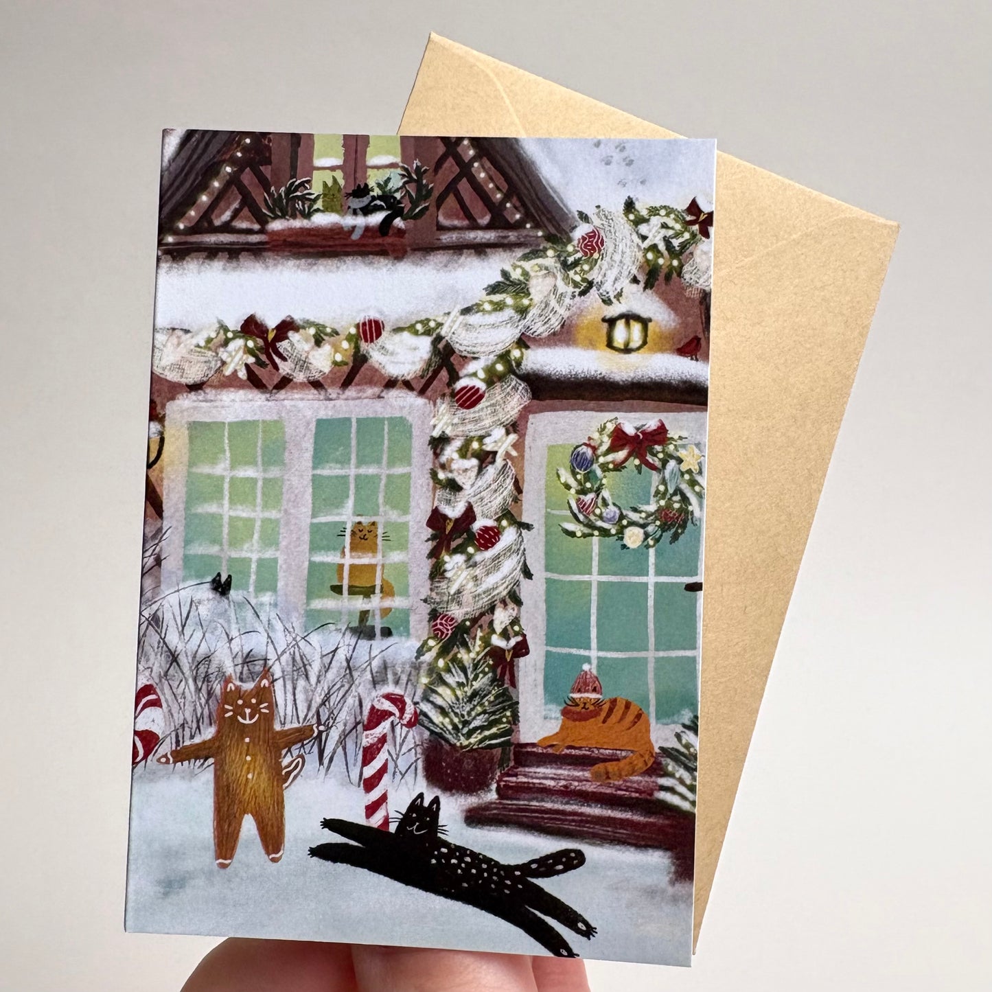 Mini card: Christmas Gingerbread Cat