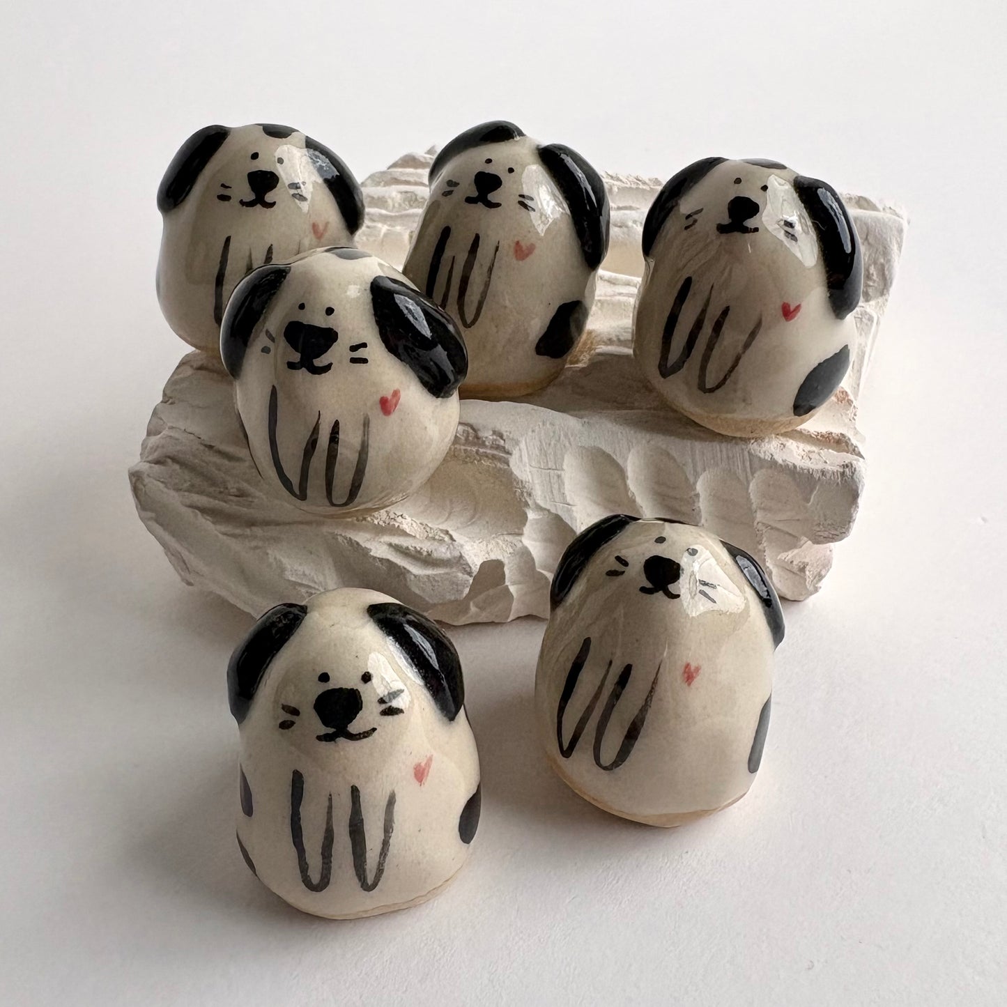 Tiny Handmade Ceramic Dog Figurine