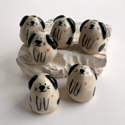 Tiny Handmade Ceramic Dog Figurine