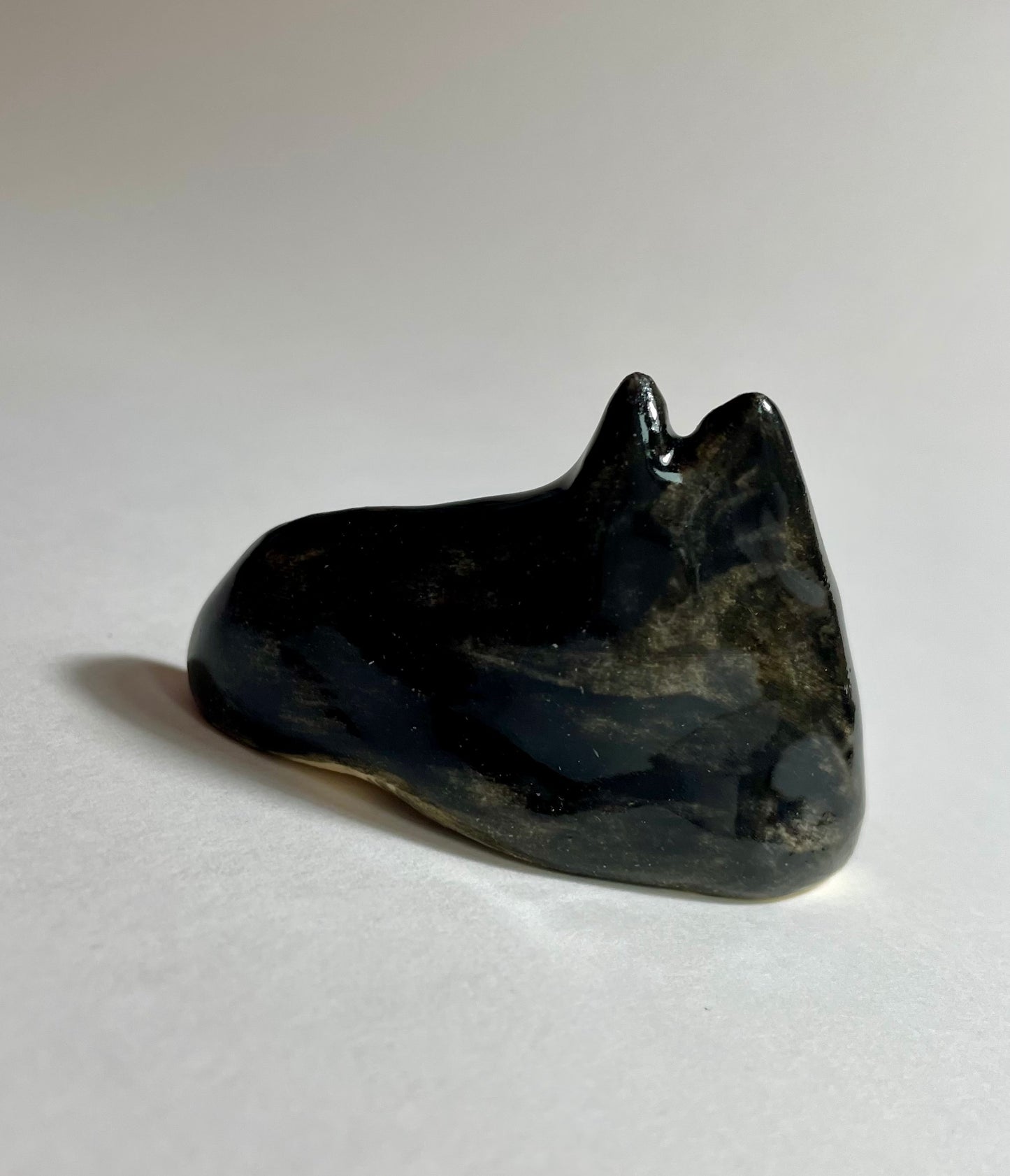 Sitting/Standing black cat: Handmade ceramic cat figurine