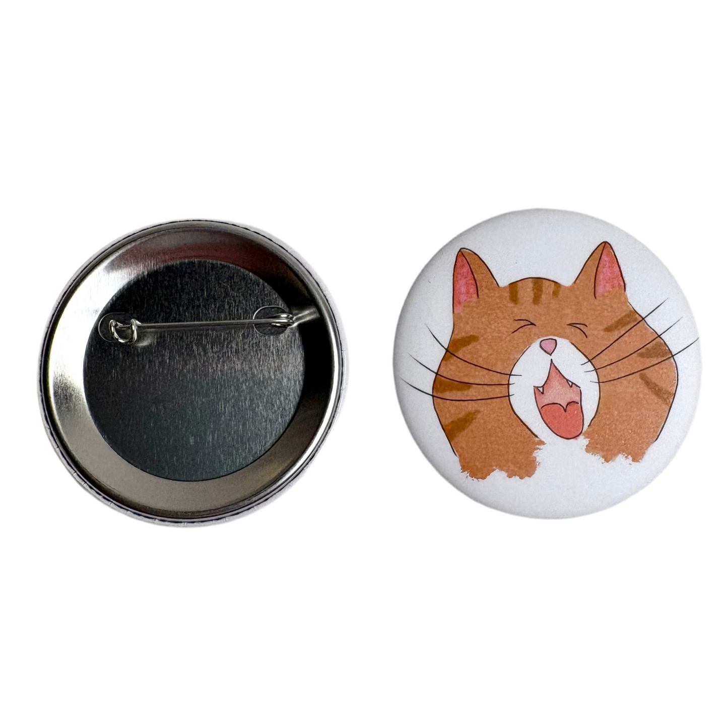 Happy Ginger Cat Button Pin – Made in Canada