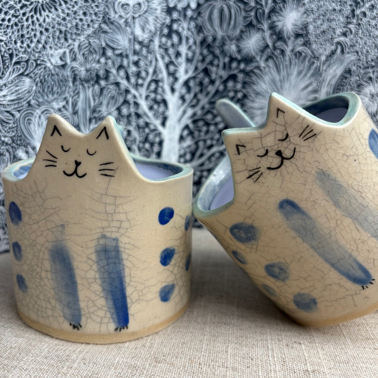 Crackled Handpoured Cat-Shaped Soy Candle/ Reusable Cat Themed Candle Holder/ Lavender and Vanilla Candles/ Christmas Gift for Cat Lovers