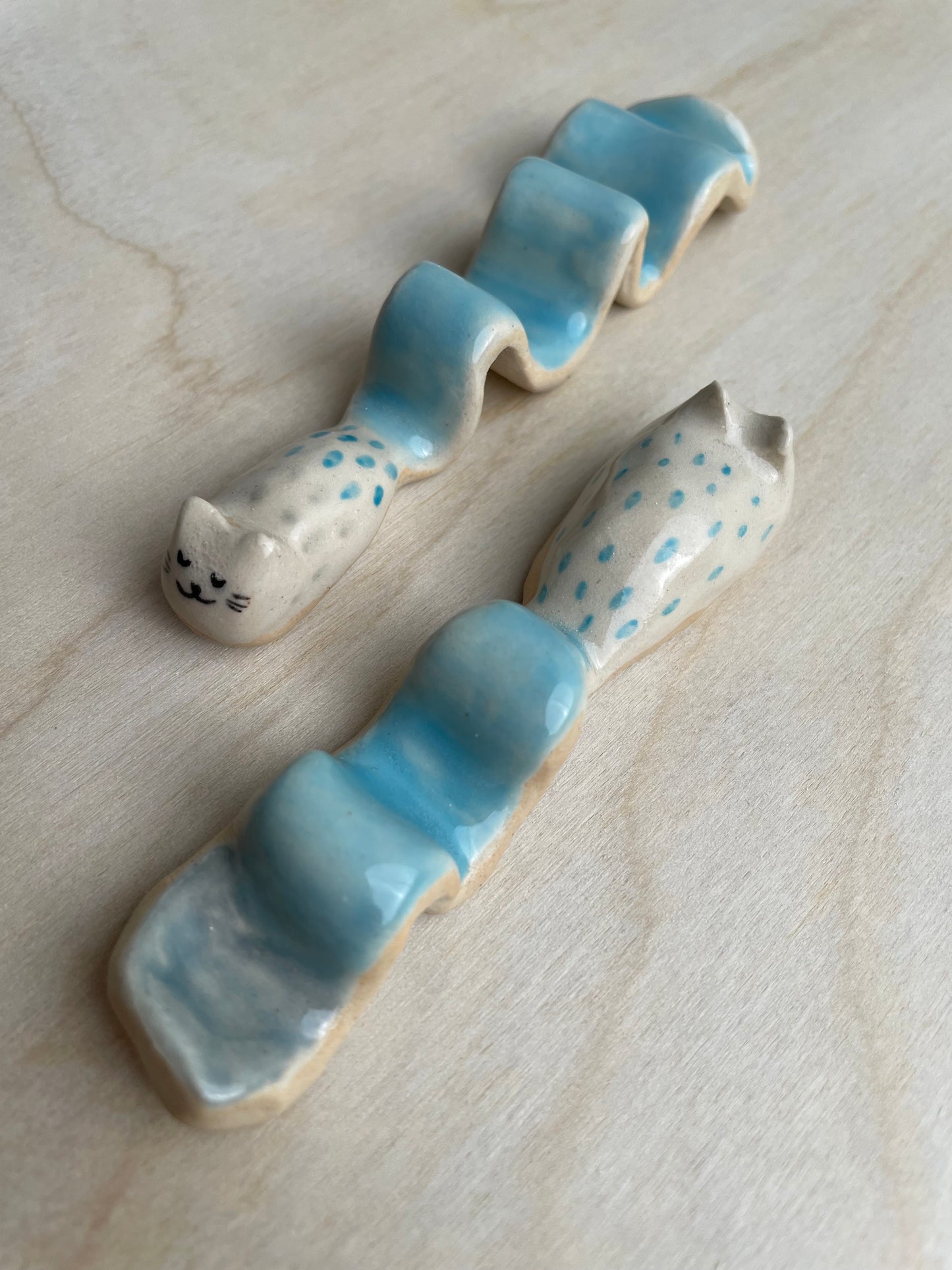 Ceramic brush/ chopstick holder: Whimsical cat