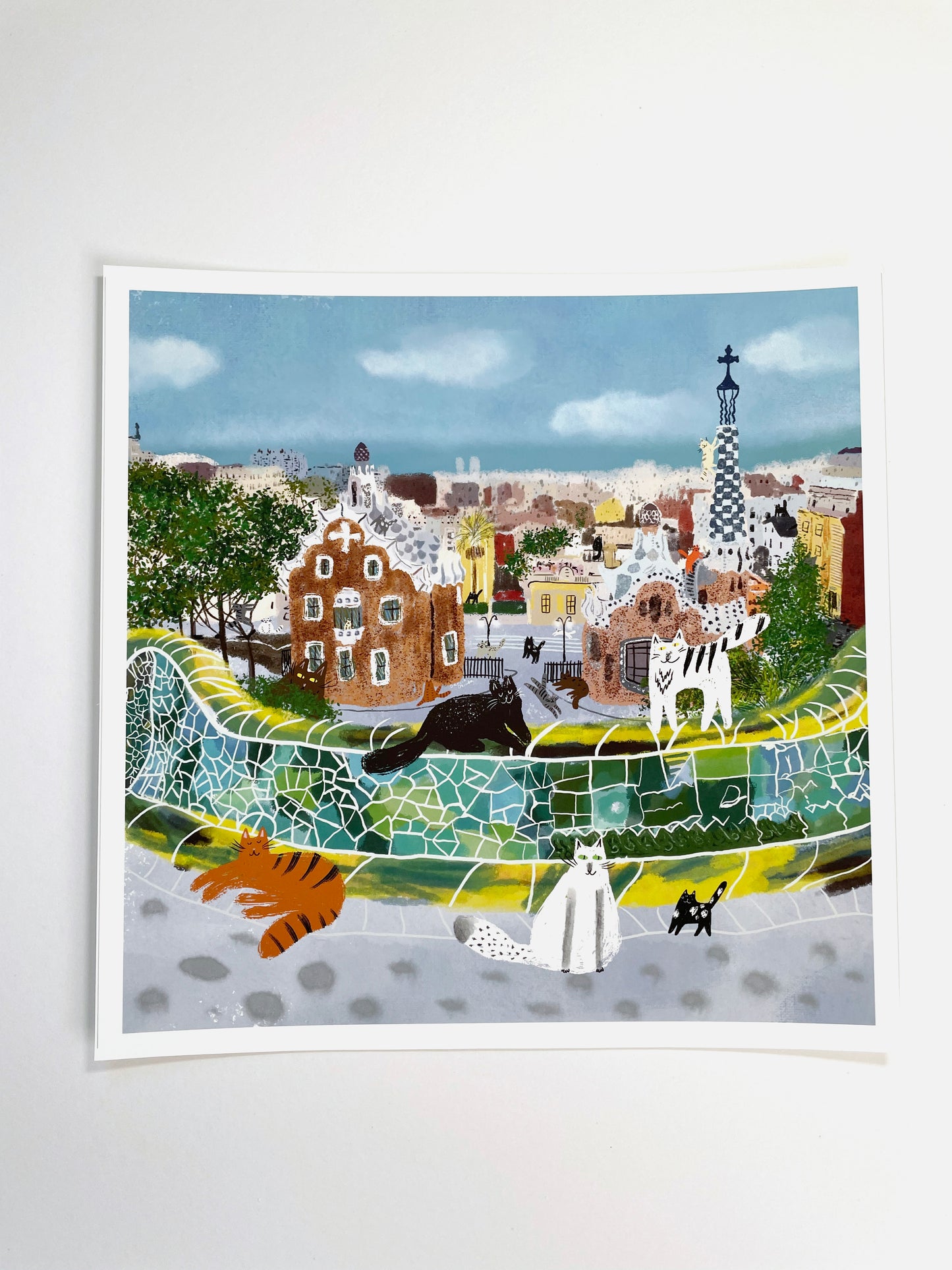 Print: Cats at Gaudi Park- Wall Art, Wall Hangings