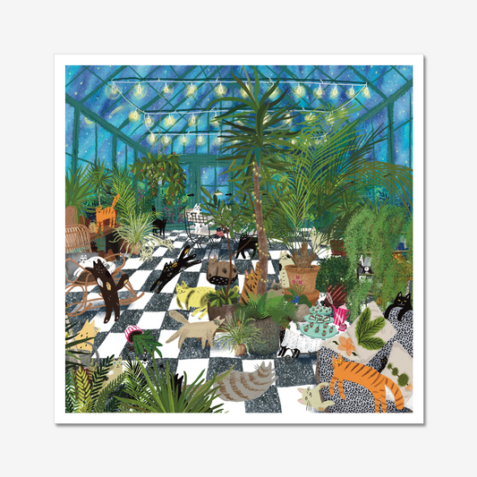 Cats In the Greenhouse Unframed Art Print