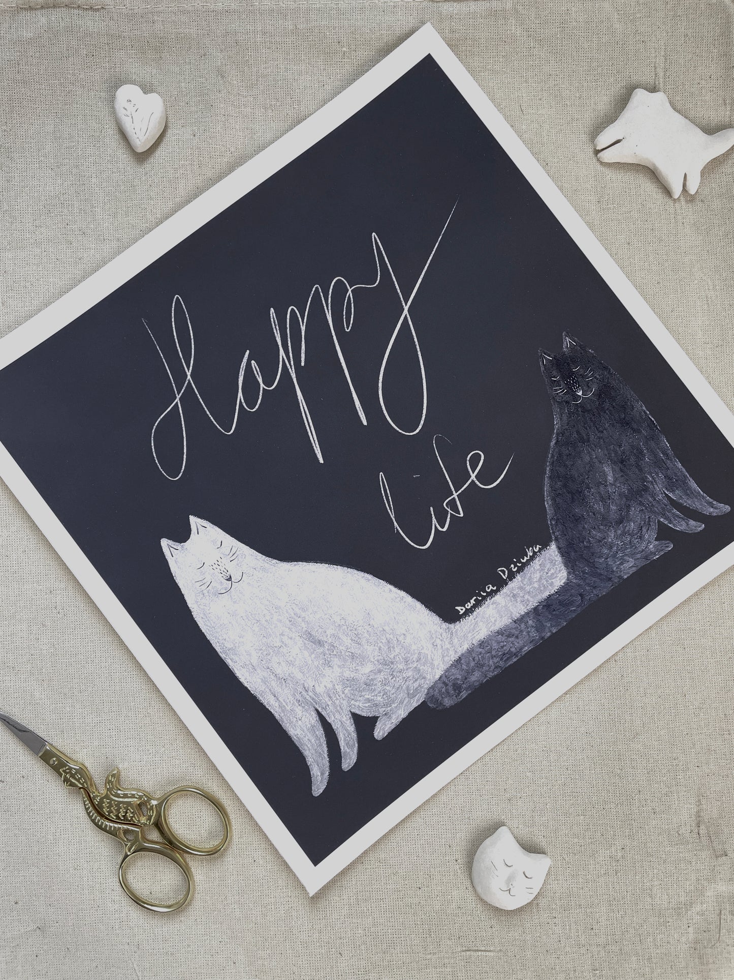 Print: Happy Life - Wall Art, Wall Hangings