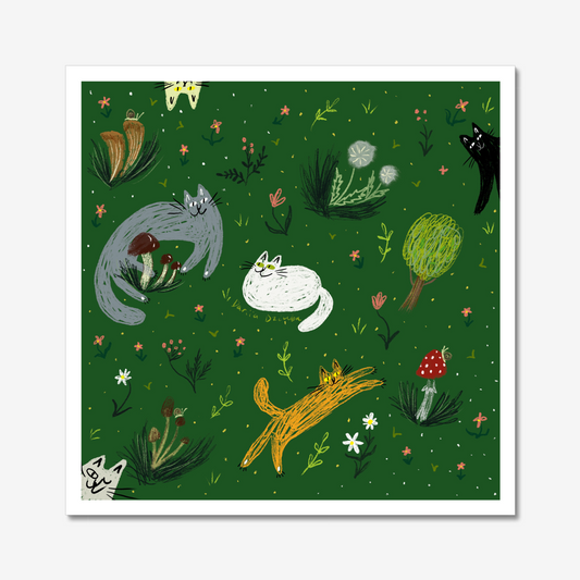Cats and Forest Unframed Art Print