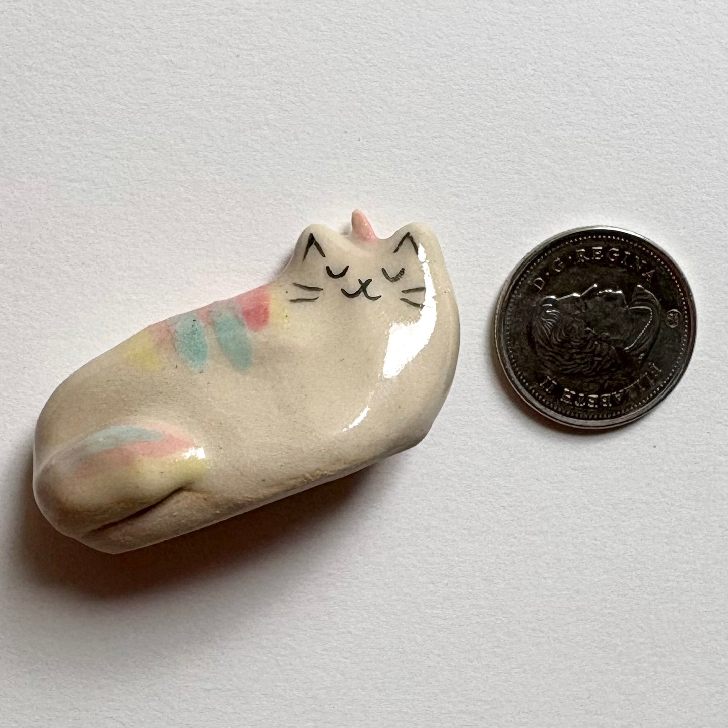 Handmade ceramic cat unicorn figurine