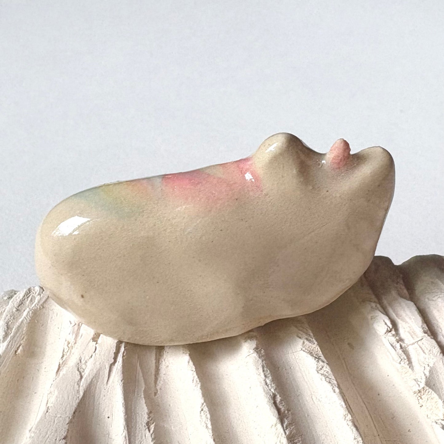 Handmade ceramic cat unicorn figurine