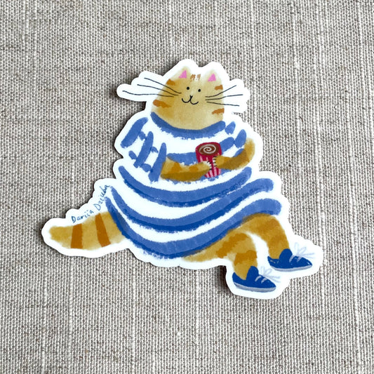 Sitting Cat and Coffee Sticker