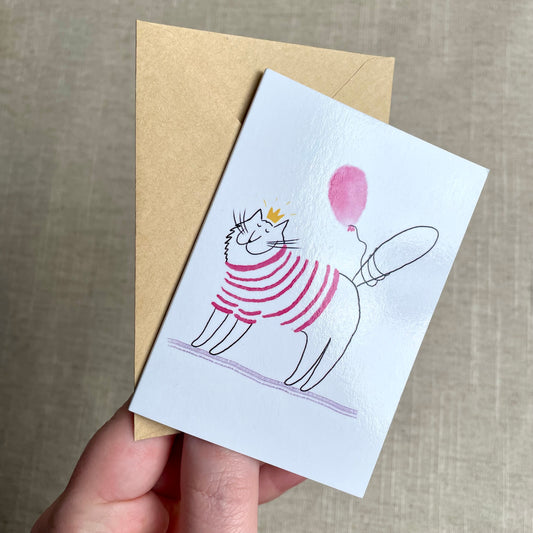 Mini card: Cat with Balloon
