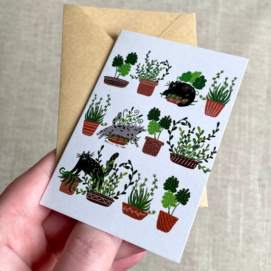 Mini card: Cats on Pots