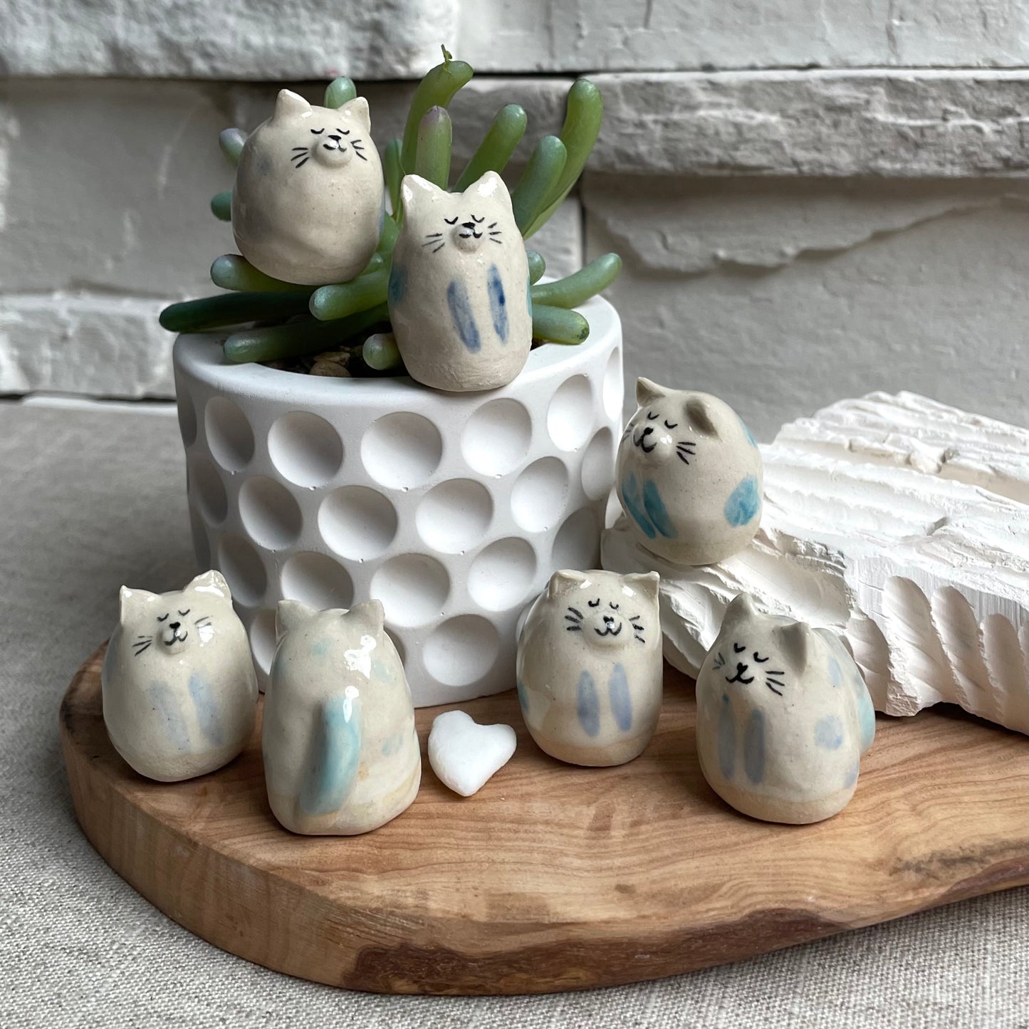 Tiny Handmade Ceramic Cat Figurine