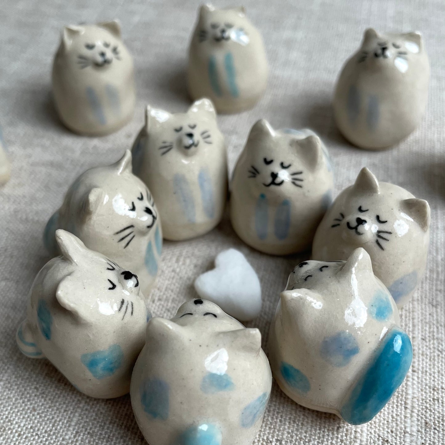 Tiny Handmade Ceramic Cat Figurine