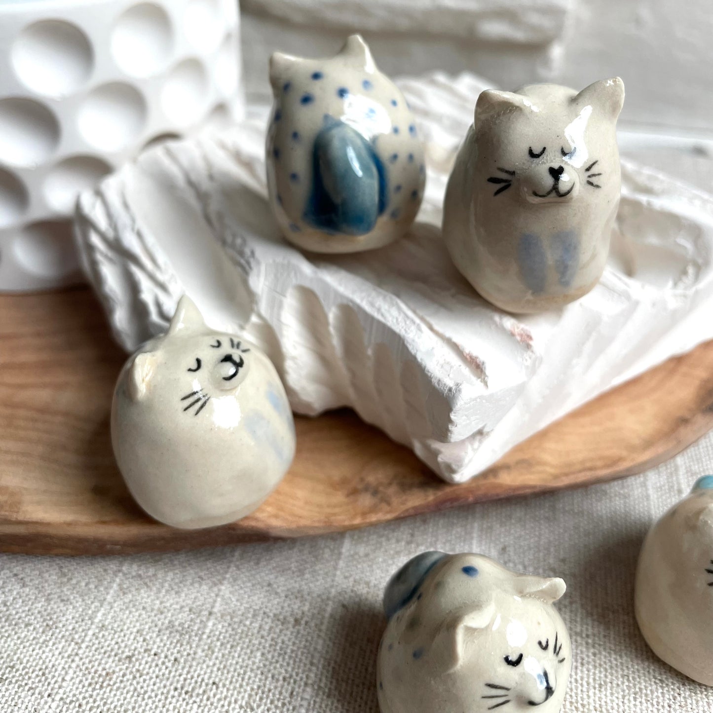 Tiny Handmade Ceramic Cat Figurine