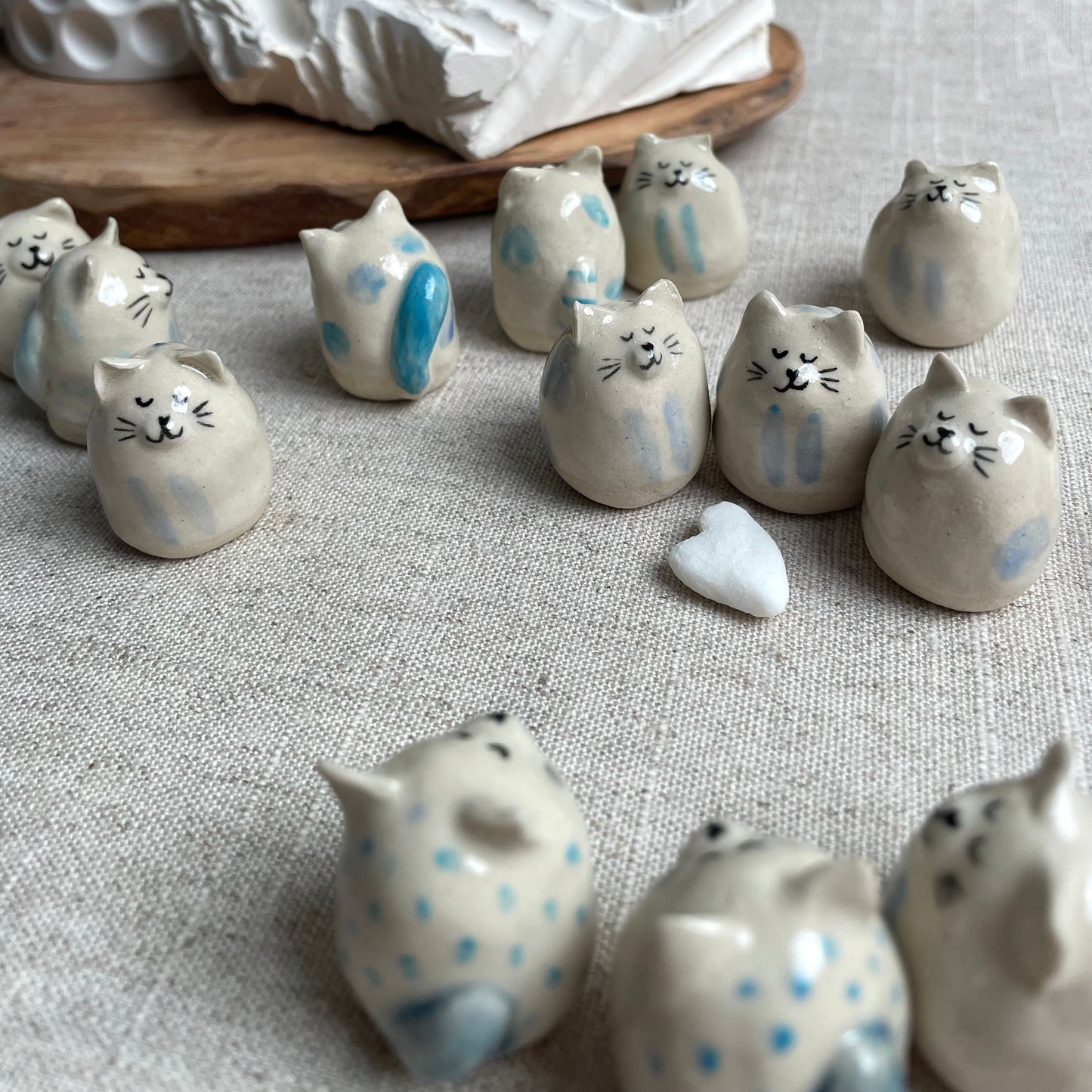 Tiny Handmade Ceramic Cat Figurine