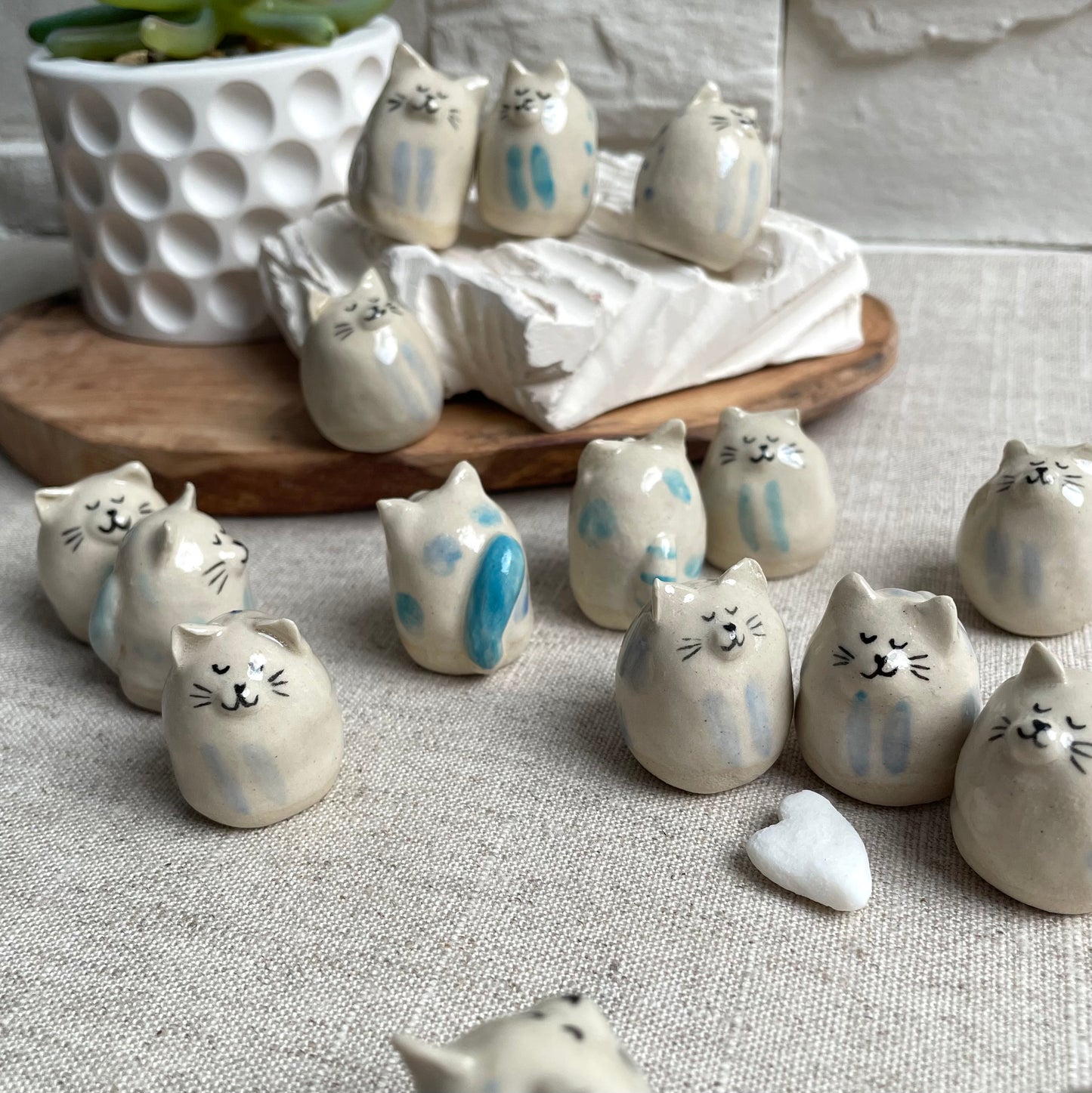 Tiny Handmade Ceramic Cat Figurine