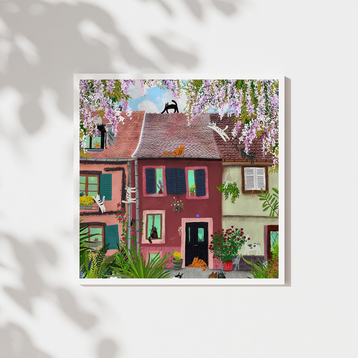 Cats at a Fairytale Town in France Unframed Art Print