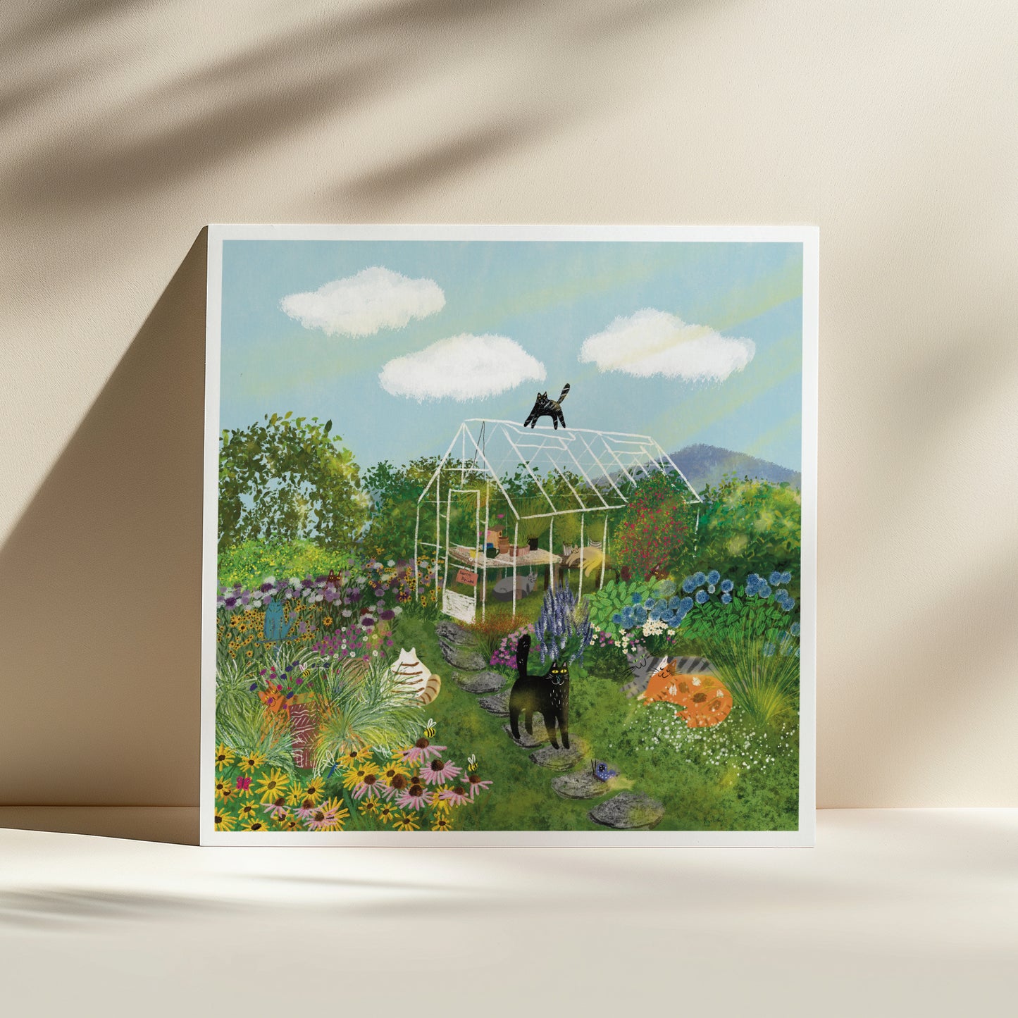 Cats at Greenhouse Unframed Art Print