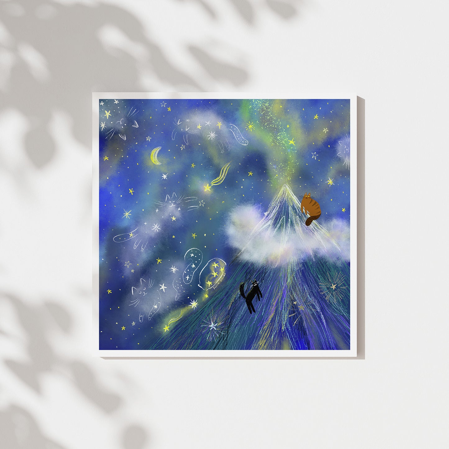 Cat Constellations in a Starry Night Unframed Art Print