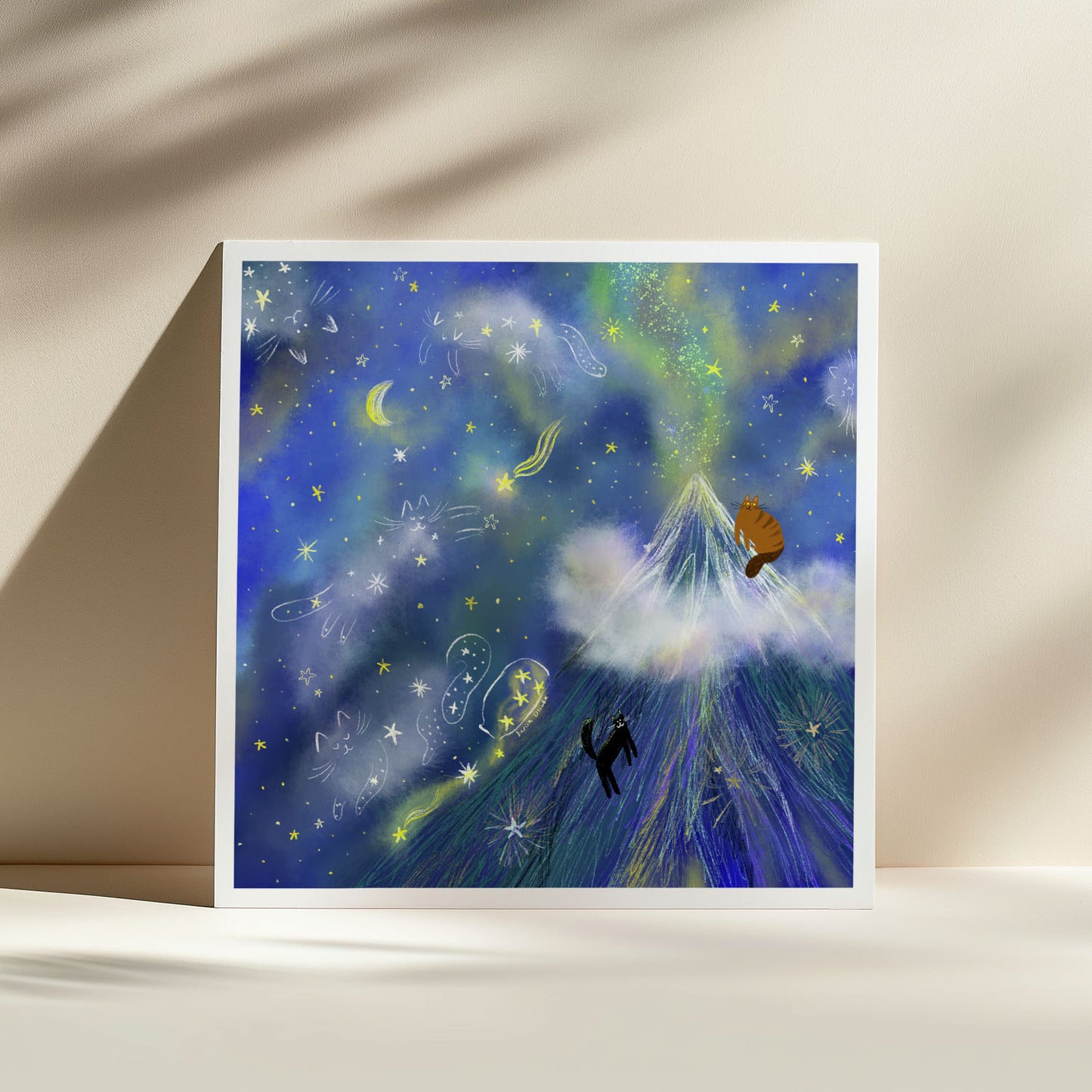 Cat Constellations in a Starry Night Unframed Art Print