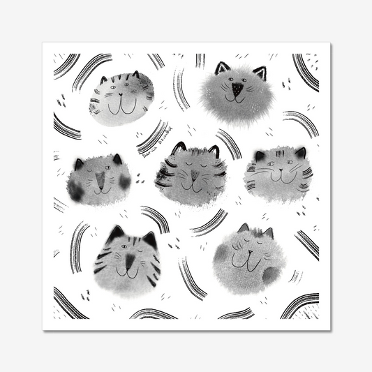 Happy Cat Heads Unframed Art Print