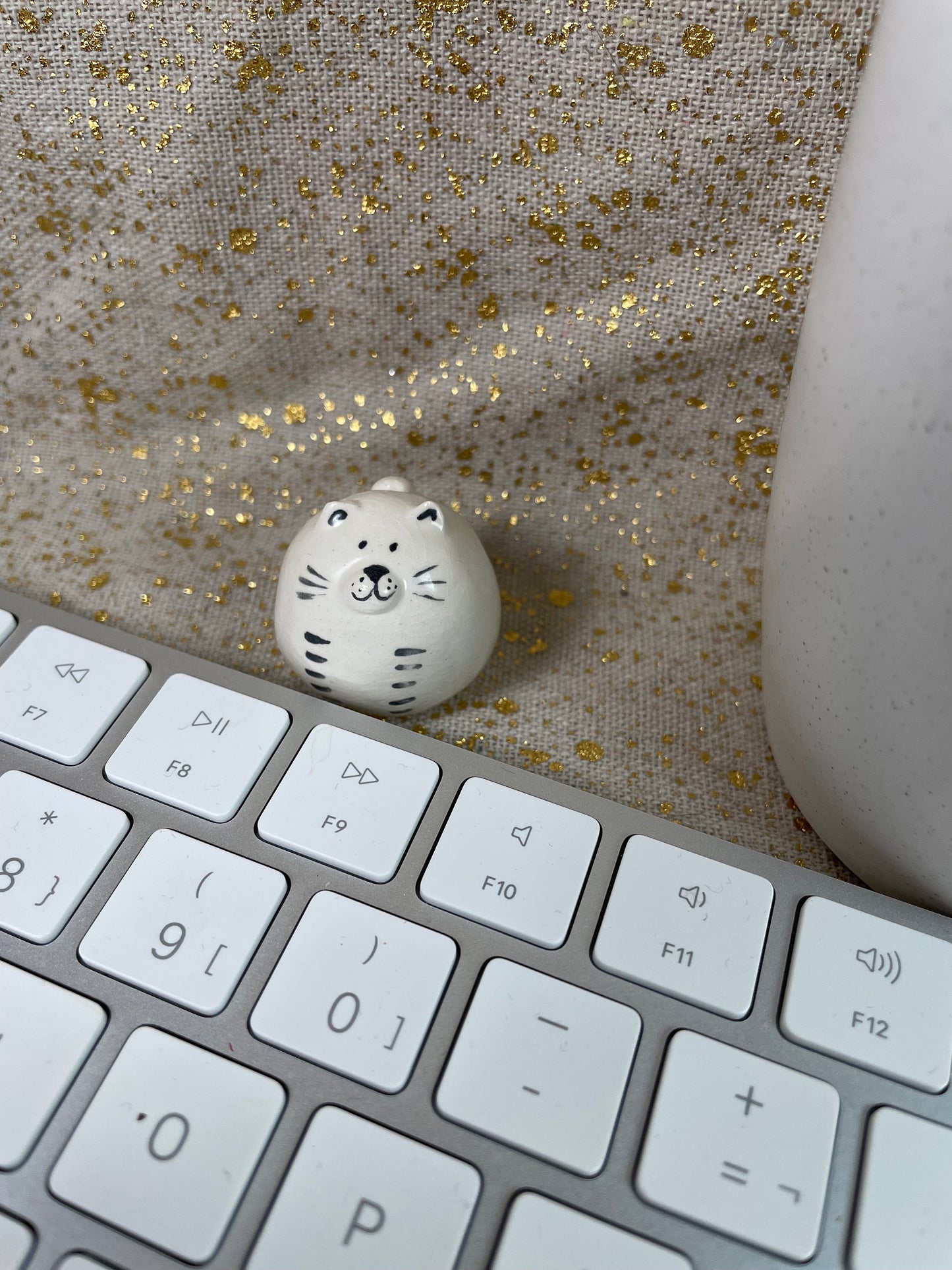 Fat round cat: Handmade ceramic cat figurine