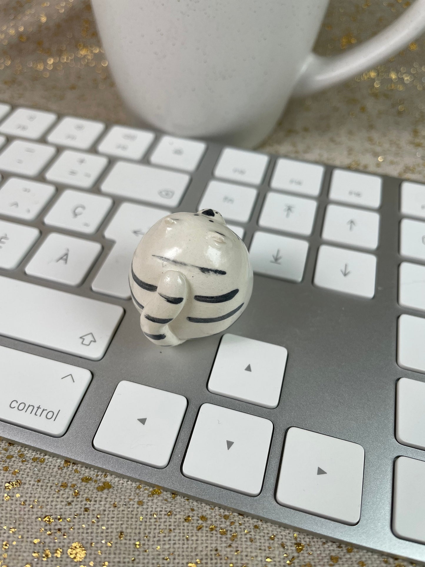 Fat round cat: Handmade ceramic cat figurine