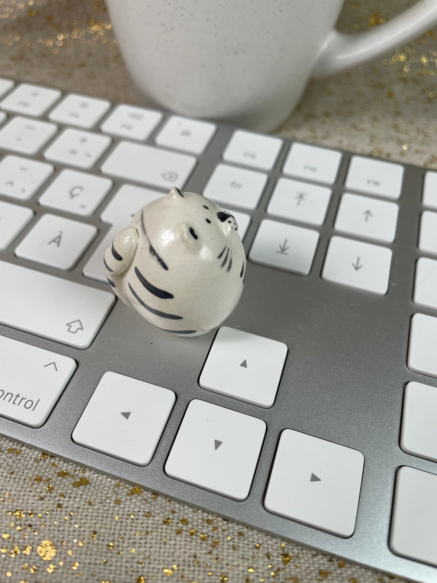 Fat round cat: Handmade ceramic cat figurine