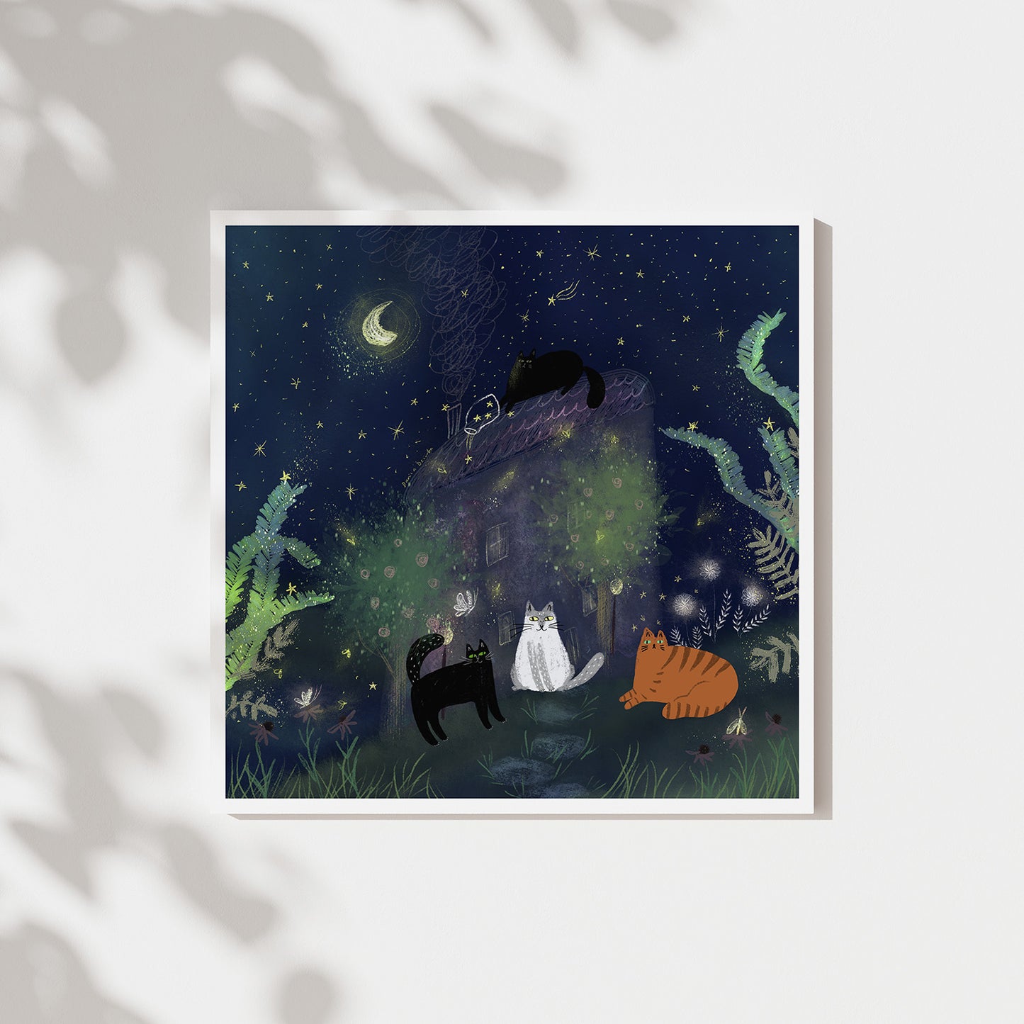 Cats Playing with Stars Unframed Art Print