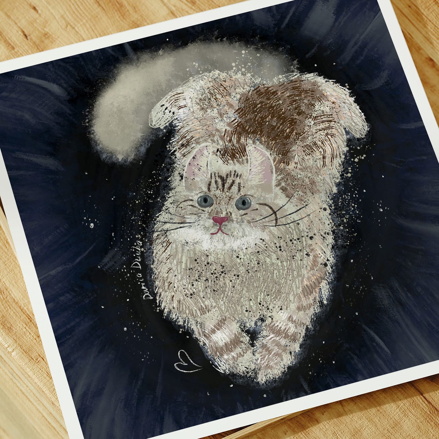 Beige Kitty Portrait Unframed Art Print