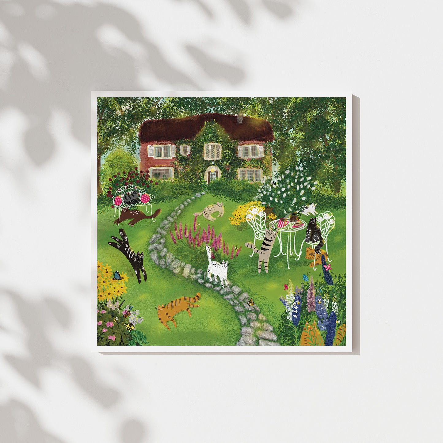 Cats Celebrating Summer At the Front Yard Unframed Print