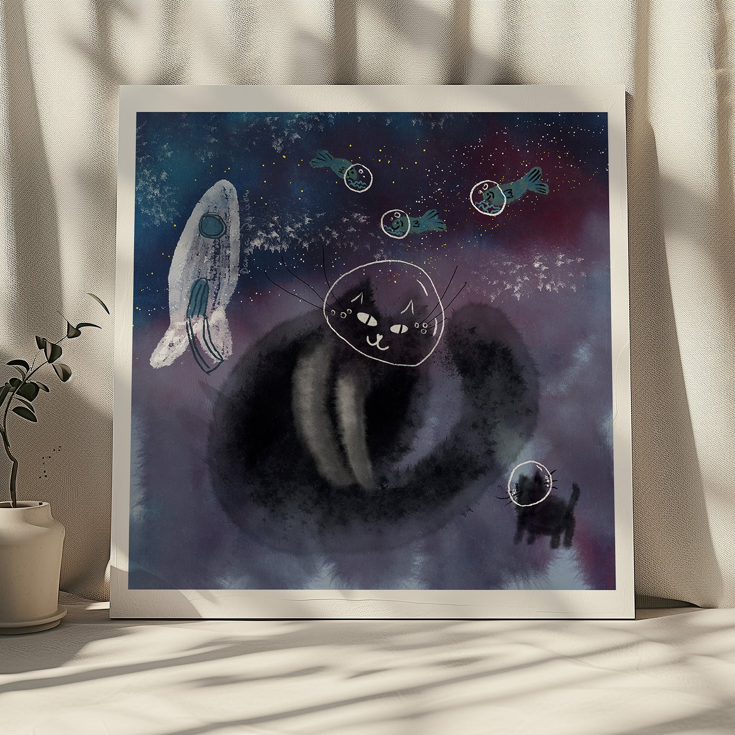 Unframed Art Print: Cats underwater