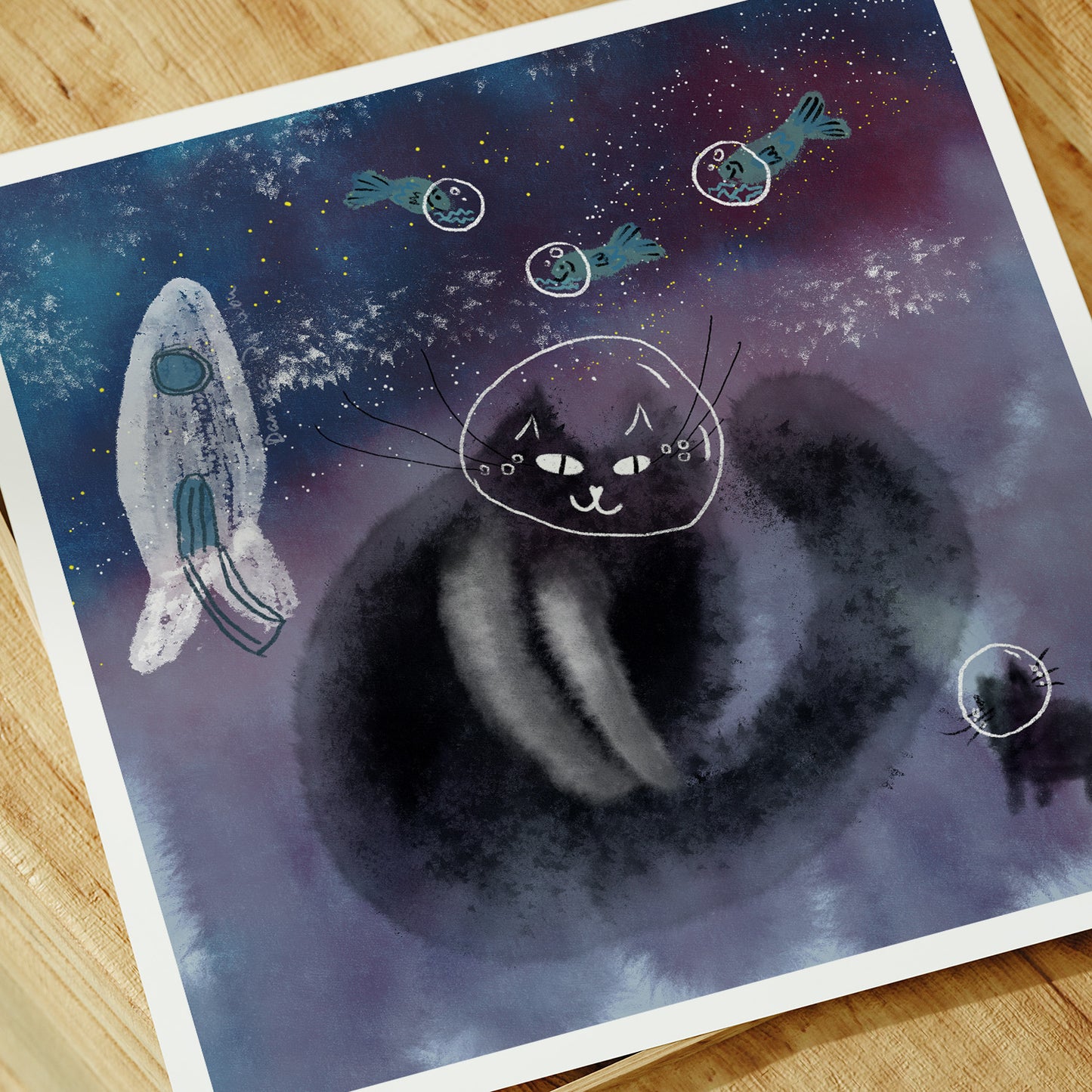 Unframed Art Print: Cats underwater