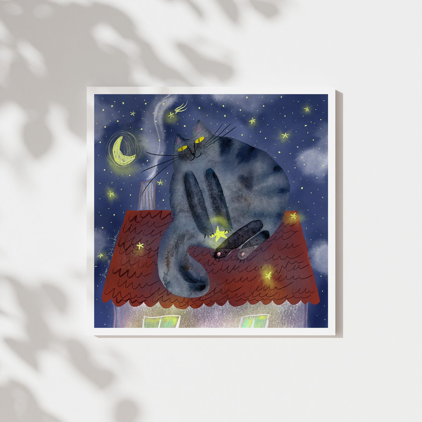 Unframed Art Print: Cat on the Roof