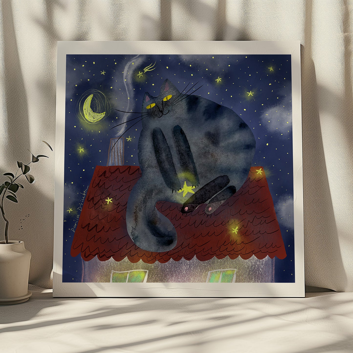 Unframed Art Print: Cat on the Roof