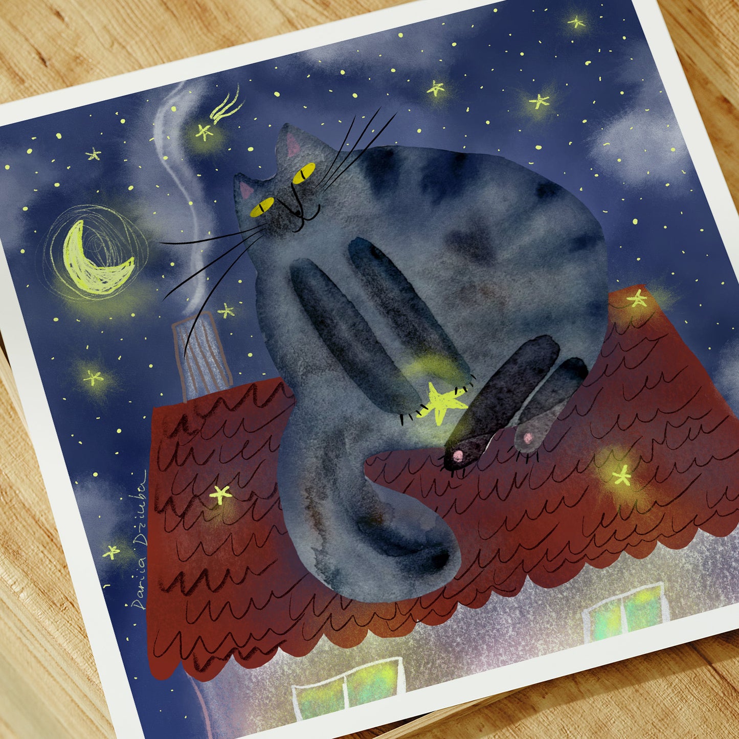 Unframed Art Print: Cat on the Roof