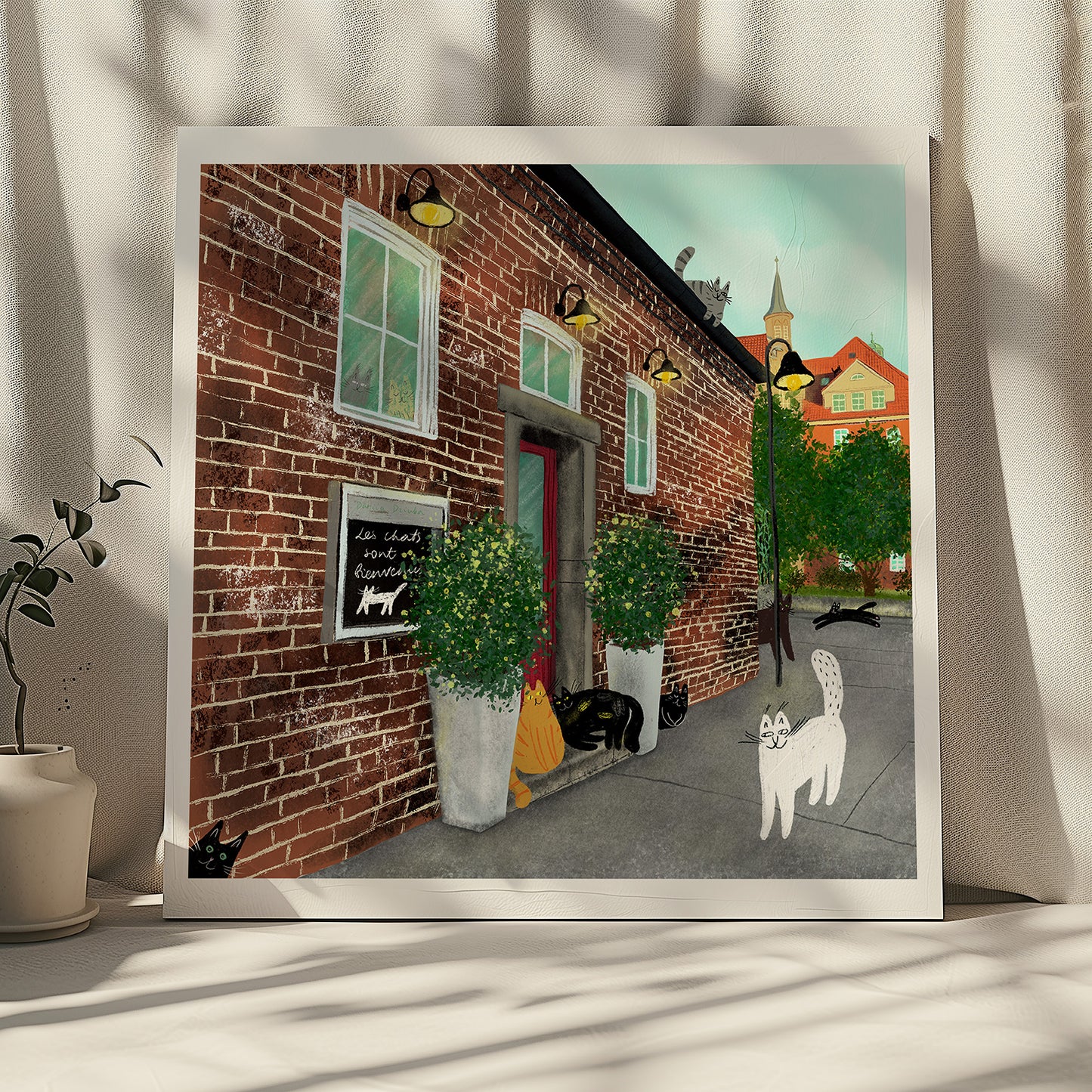 Unframed Art Print: Cats In Restaurant In Germany