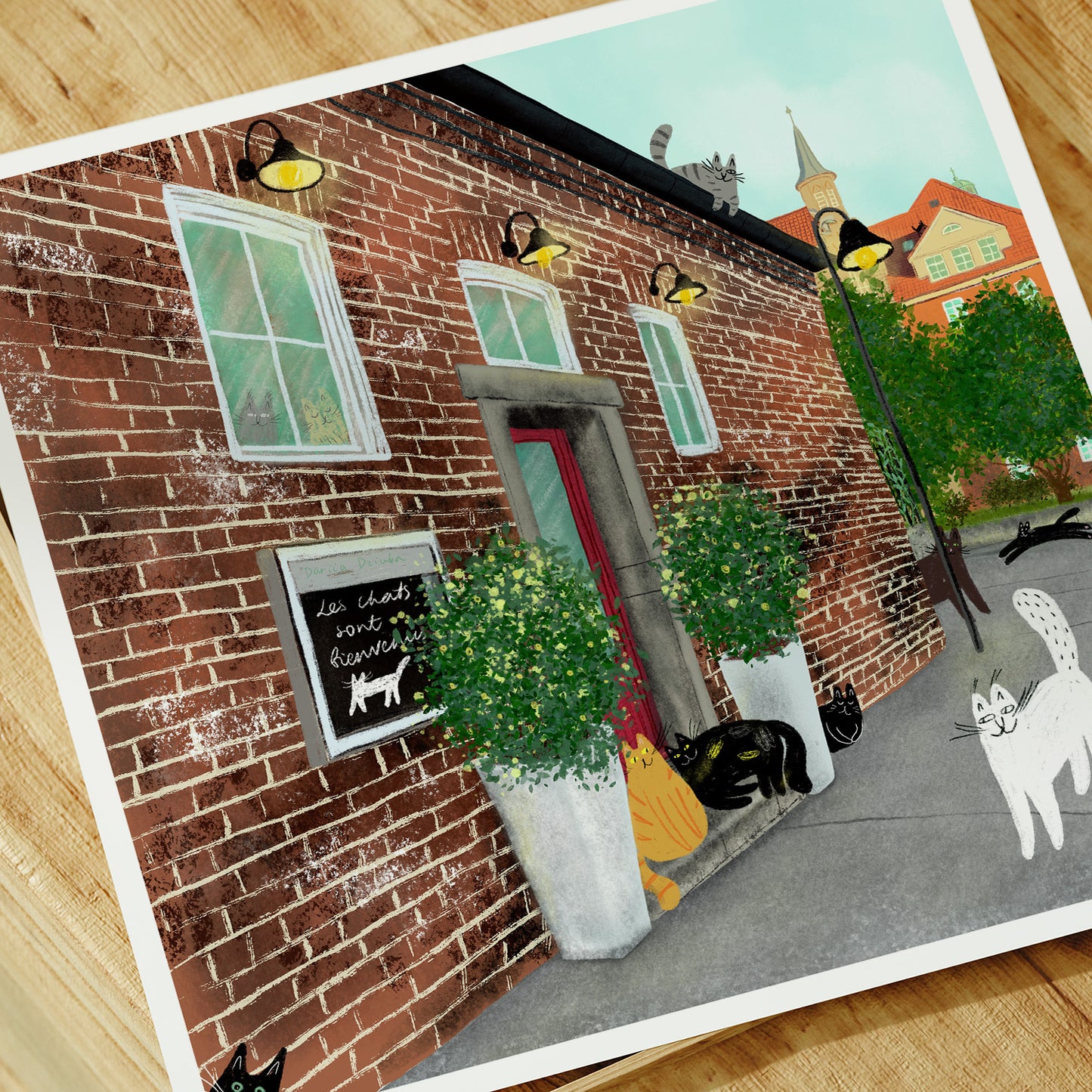 Unframed Art Print: Cats In Restaurant In Germany