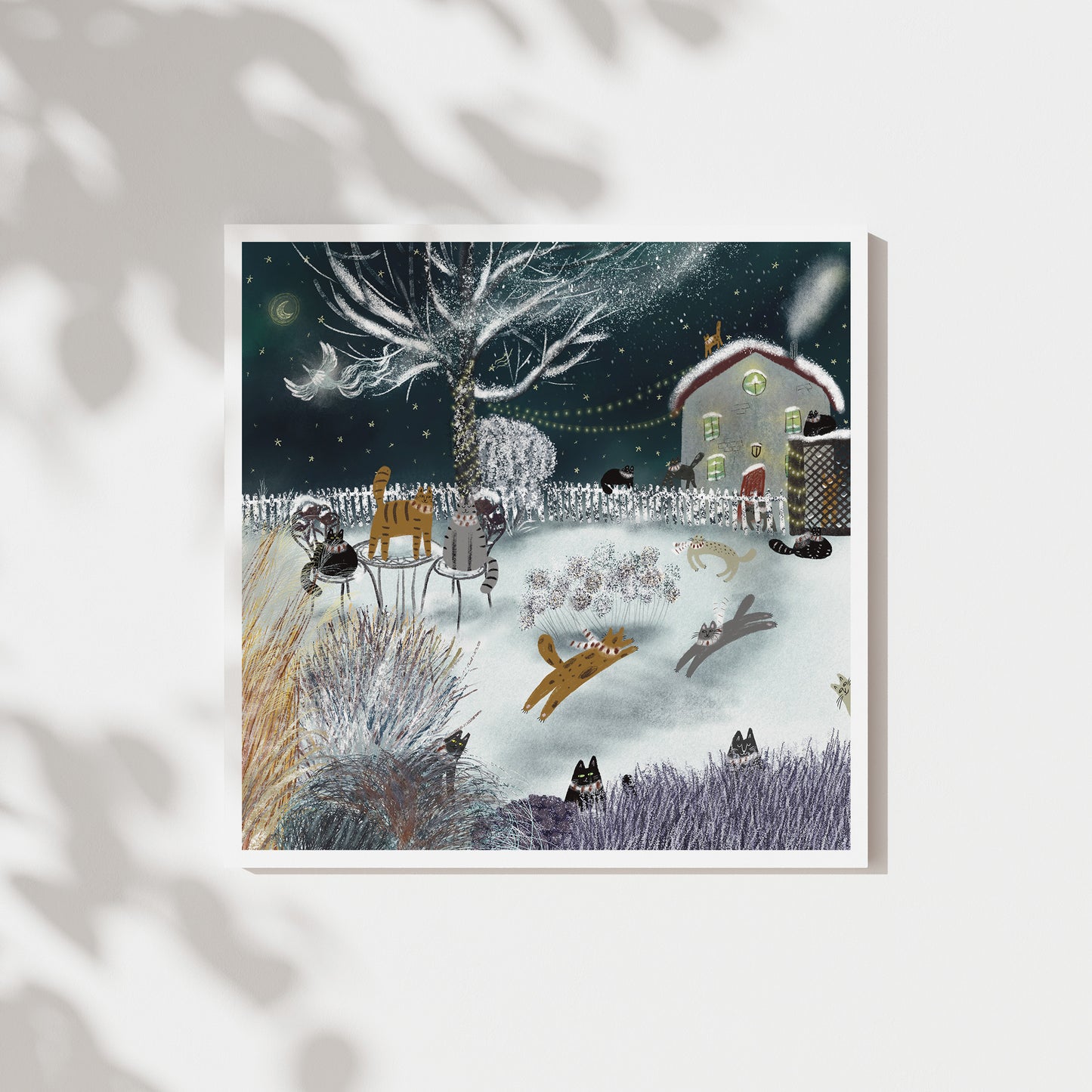 Unframed Art Print: Winter Night Cats