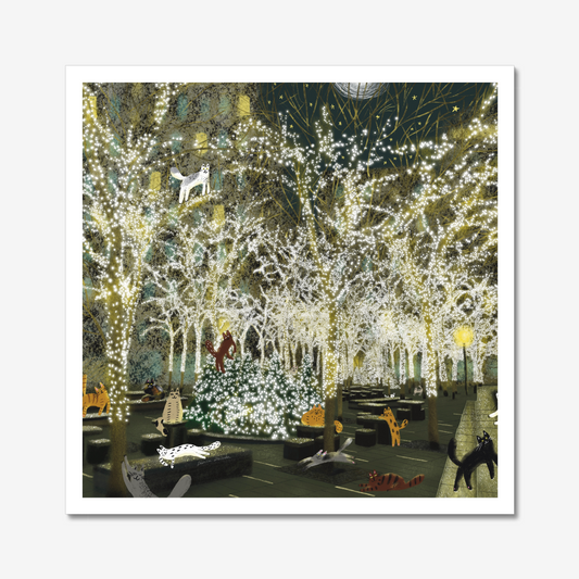 Cat art print: New York lights