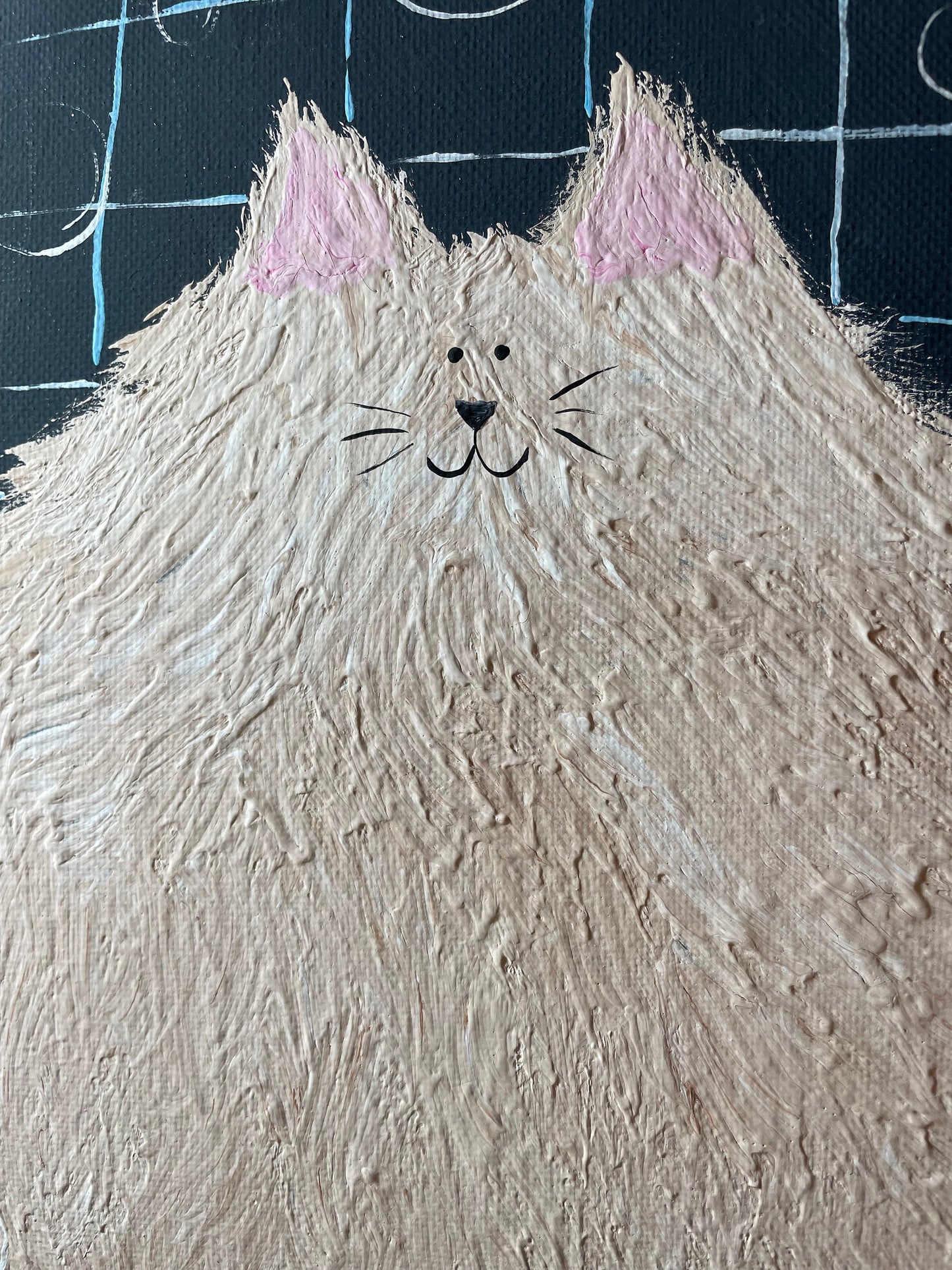 Chat dans la salle de bain acrylique sur toile : Peinture d’art de chat