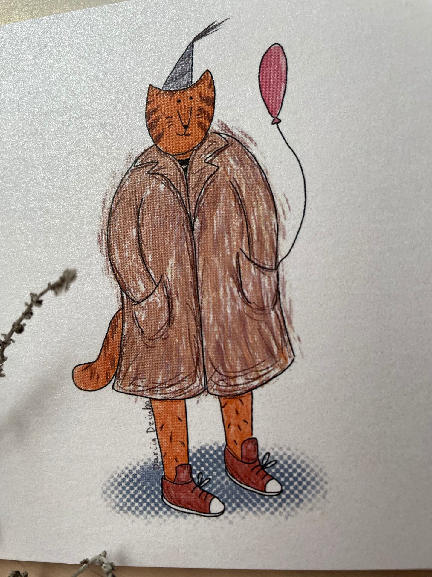 Carte anniversaire chat avec un ballon: Carte de voeux