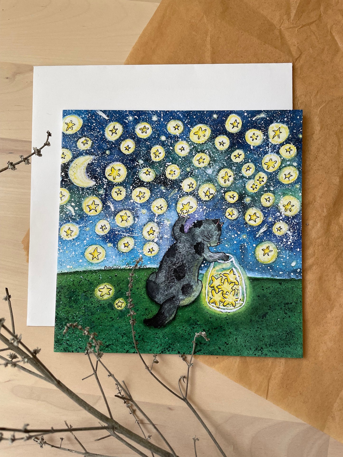Carte carrée « Étoiles qui sauvent »/ « Envoyer des étoiles à la maison » : Carte de vœux